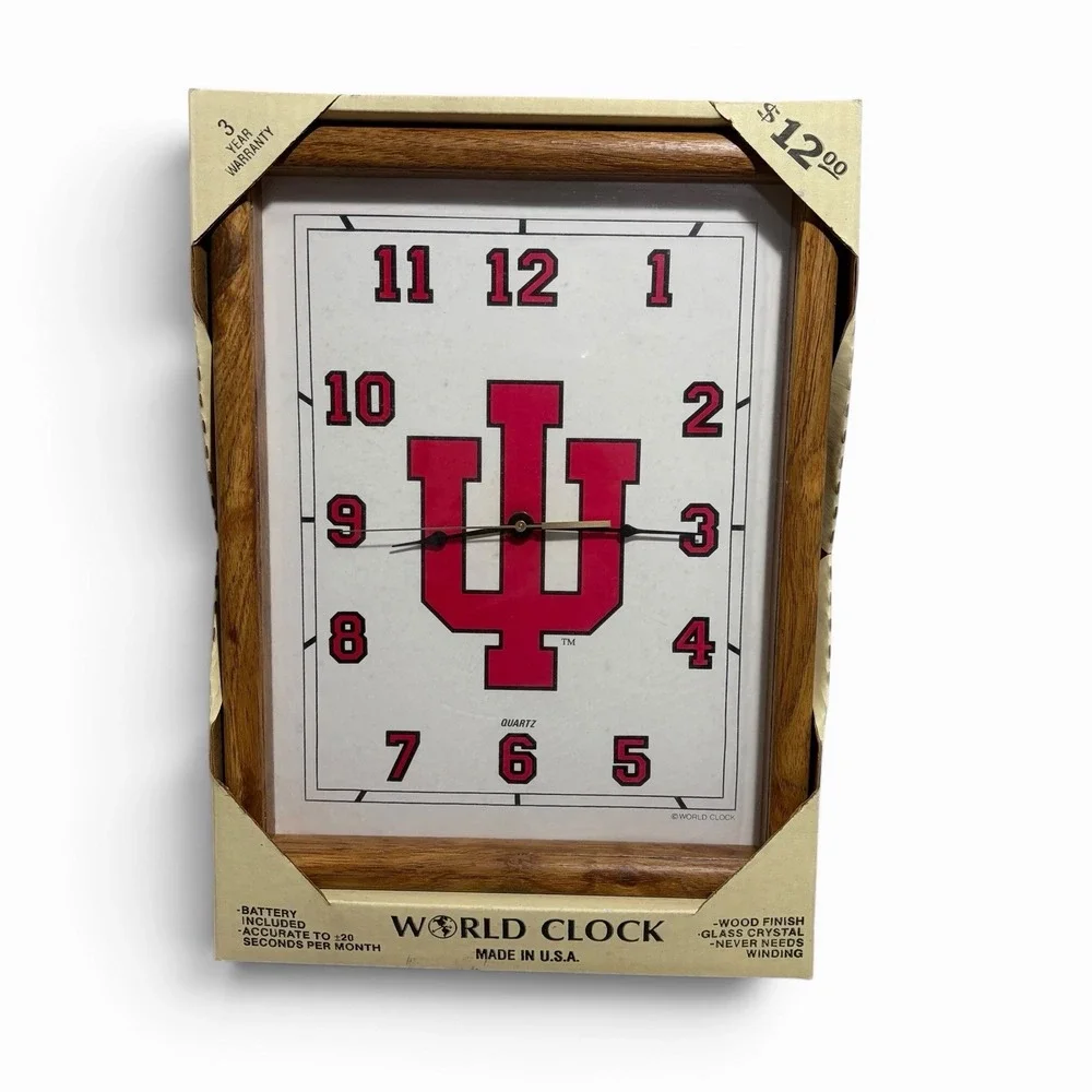 Vintage Indiana University IU Wall Clock - New In Box - Made in USA